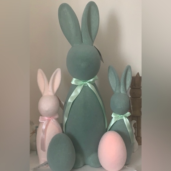 Easter decorative Bundle Set. Decorative Flocked Bunnies.
